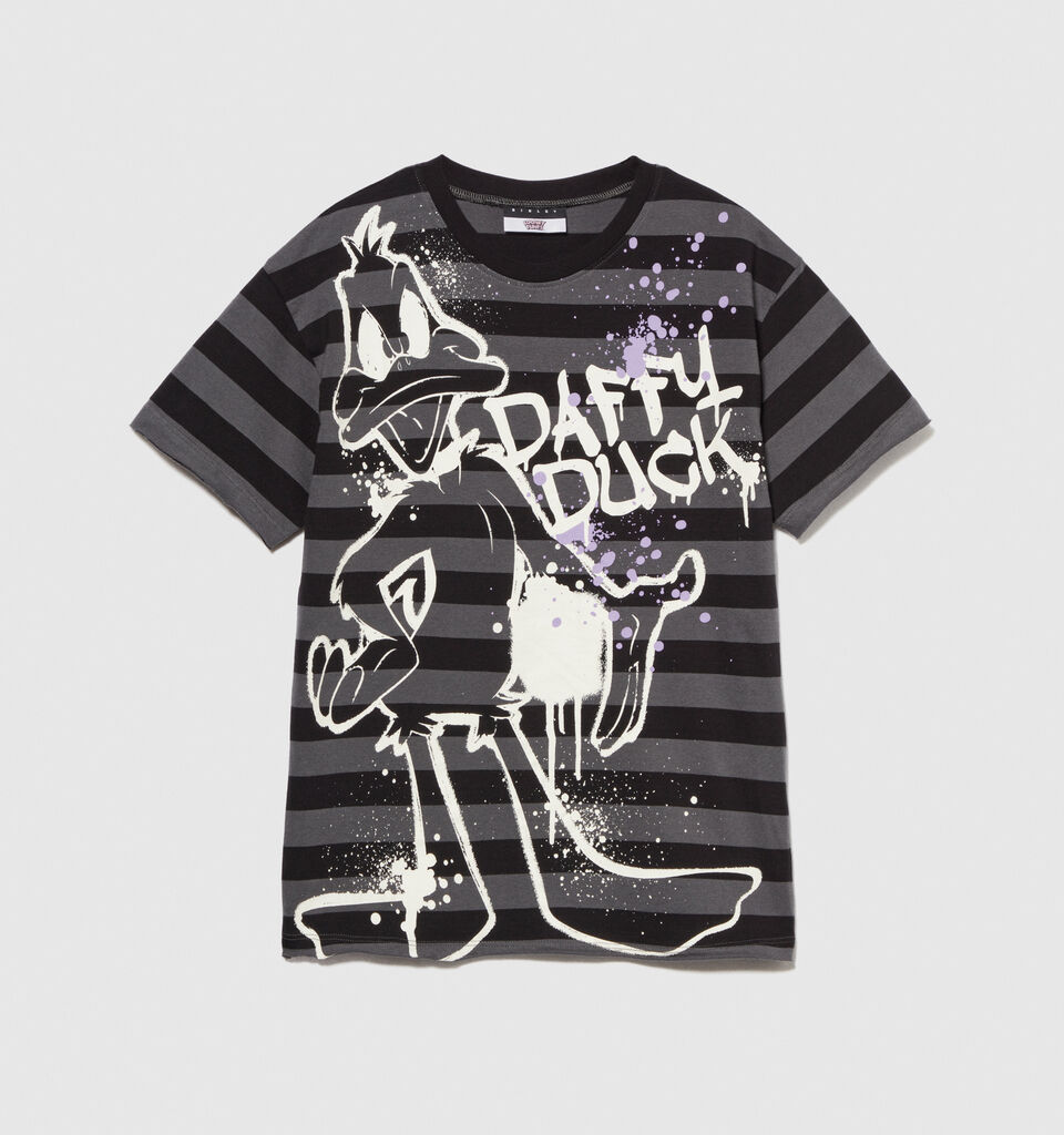 Striped t-shirt with ©Looney Tunes print - boys' short sleeve t-shirts - Black | Sisley Young image number 1